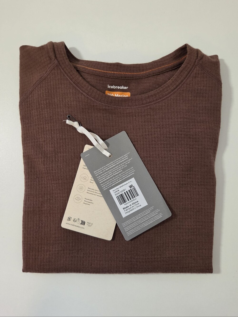 Icebreaker Merino 200 Waffle Elevation Short Sleeve Tee Shirt - Carob - Large